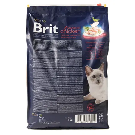 Сухий корм Brit Premium Cat by Nature Sterilised для стерилізованих котів, з куркою, 8 кг — Фото 2