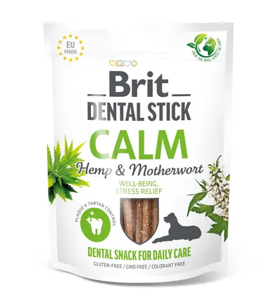 Ласощі для собак Brit Dental Stick Calm заспокійливі, коноплі та пустирник, 7 шт, 251 г