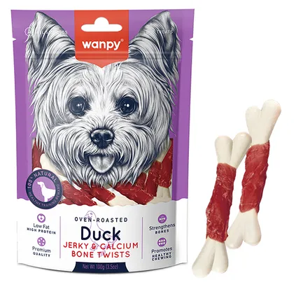 Wanpy Duck Jerky & Calcium Bone Twists ВАНПИІ КІСТКА З В’ЯЛЕНОЮ КАЧКОЮ ТА КАЛЬЦІЄМ ласощі для собак 0,1 кг