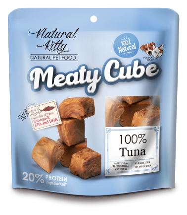 Natural Kitty Meaty Cube 100%Tuna Ласощі для котів та собак у вигляді кубиків, тунець 60г