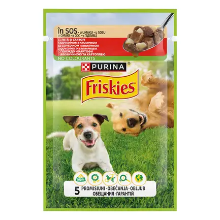 Вологий корм FRISKIES Adult для дорослих собак шматочки у підливці з яловичиною та картоплею 85 г: додаткове фото 2