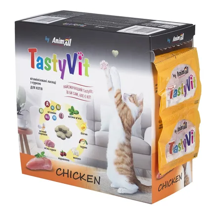 AnimAll TastyVit вітамінізовані ласощі для котів з куркою