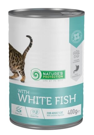 Вологий корм для дорослих котів з білою рибою Nature&#039;s Protection with White Fish 400 г