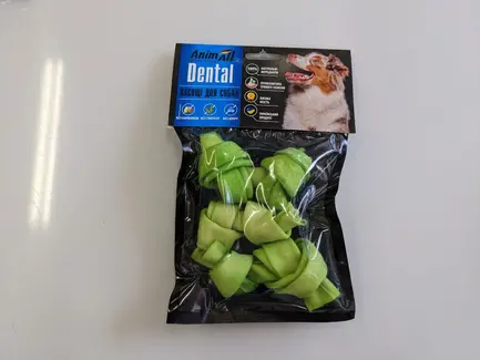 Ласощі AnimAll Dental кістка мюнхенська вузлова зі спіруліною, 8-9 см, для собак, 3 шт,