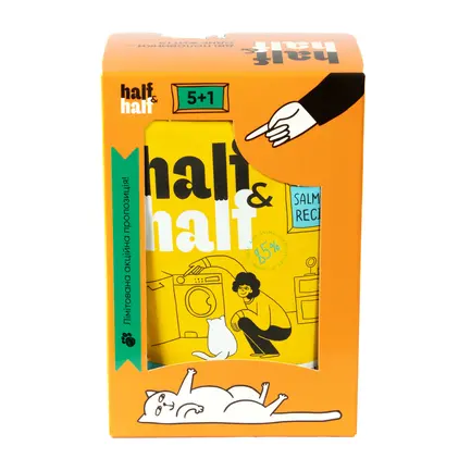 Набір вологих кормів Half&Half "5+1" для дорослих котів, шматочки з лососем у желе, паучі, 6 шт*100 г: додаткове фото 2
