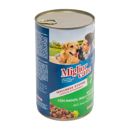 Вологий корм Migliorcane для собак, зі шматочками яловичини, рисом та овочами, 1250 г: додаткове фото 4