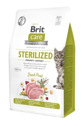 Сухий корм Brit Care Cat by Nutrition Sterilized Immunity Support для стерилізованих котів, зі свининою, 400 г