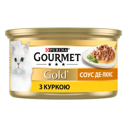 Вологий корм GOURMET Gold "Соус Де-Люкс" для дорослих котів шматочки в соусі з куркою 85 г: додаткове фото 3
