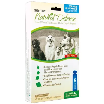 Sentry Natural Defense СЕНТРІ НАТУРАЛЬНИЙ ЗАХИСТ краплі від бліх і кліщів для собак і цуценят усіх порід 1,5 мл, 6 шт/уп. (ціна за піпетку)