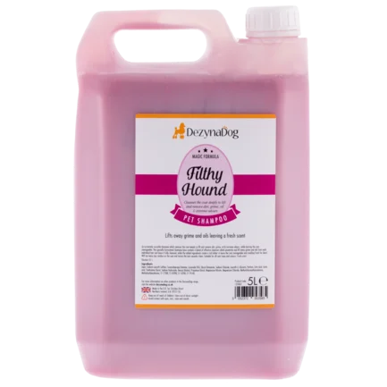 Шампунь Dezynadog Filthy Hound Deep Clean для глибокого очищення брудної шерсті дезодорує має стійкий аромат Пармської фіалки 5л