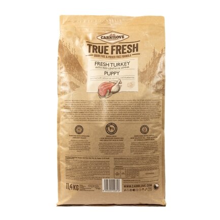 Корм сухий для цуценят Carnilove True Fresh Turkey Puppy з індичкою, 11,4 кг — Фото 1