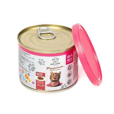 Корм вологий для дорослих котів Pet Chef, шматочки в желе з яловичиною 200 г: додаткове фото 5