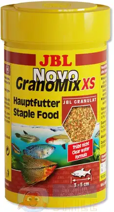 Основний корм в гранулах JBL NovoGranoMix XS для маленьких риб розміром від 3 до 5 см, 100 мл