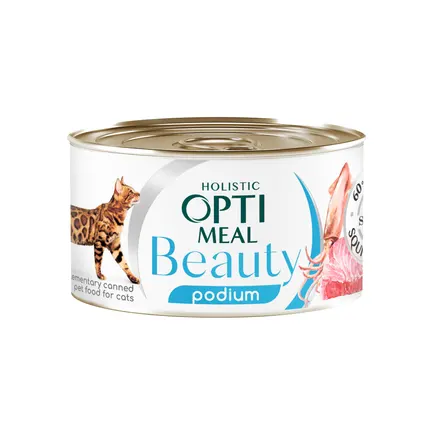 OPTIMEAL™. Б`ЮТІ ПОДІУМ. Конс корм д/котів “Смугастий тунець у соусі з кільцями кальмарів", 0,07 кг