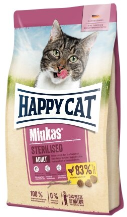 Сухий корм Happy Cat Minkas Sterilised Geflugel для кастрованих котів та стерилізованих кішок з птицею, 0,5 кг,70402