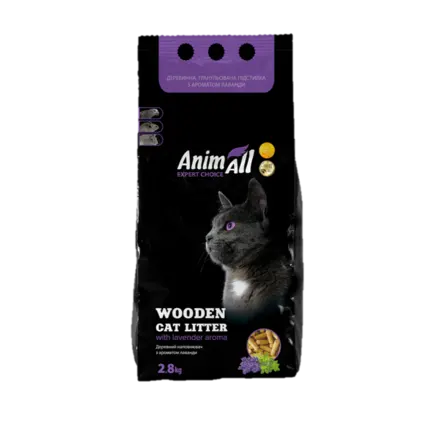 Деревний наповнювач AnimAll з ароматом лаванди, для котів, 2.8 кг