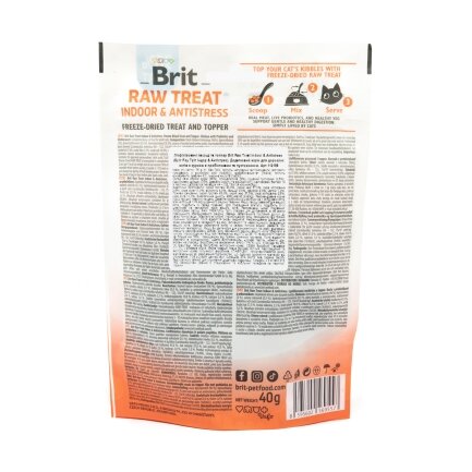 Ласощі для котів Brit Raw Treat Indoor &amp; Antistress Freeze-dried з куркою, 40 г — Фото 1