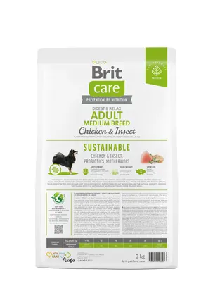 Сухий корм Brit Care Dog Sustainable Adult Medium Breed для собак середніх порід, з куркою та комахами, 3 кг: додаткове фото 4