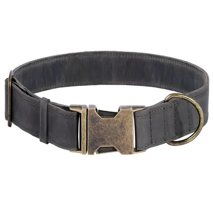 Нашийник для собак шкіряний BronzeDog Antiq графіт M: додаткове фото 3