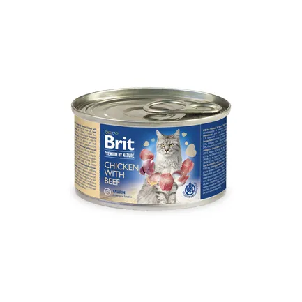 Вологий корм Brit Premium by Nature для котів, з куркою та яловичиною, 200 г