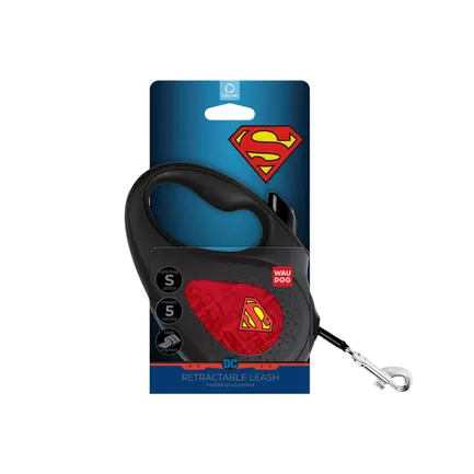 Повідець-рулетка для собак WAUDOG R-leash, малюнок "Супермен Лого червоний", S, до 15 кг, 5 м, світловідбиваюча стрічка: додаткове фото 2