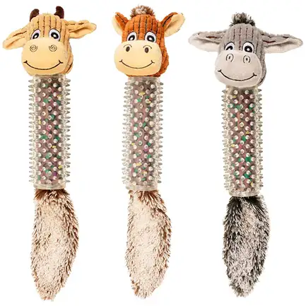 Flamingo Cow/Horse/Donkey Spines ФЛАМІНГО КОРОВА КІНЬ ВІСЛЮК м’яка іграшка з пищалкою для собак 16х45 см