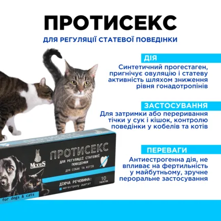 Протисекс таблетки для регуляції статевої поведінки для собак і котів 10 таб., MODES: додаткове фото 4