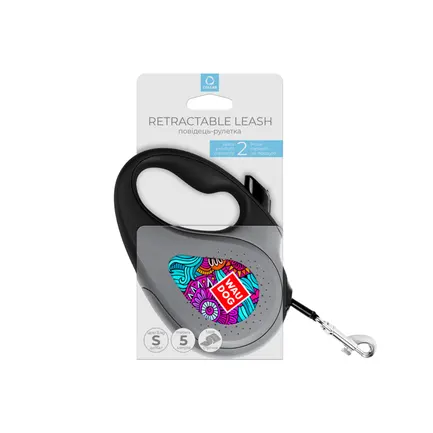 Повідець-рулетка для собак WAUDOG R-leash, малюнок "Літо", S, до 15 кг, 5 м, світловідбиваюча стрічка чорний: додаткове фото 3
