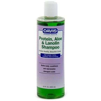 Davis Protein &amp; Aloe &amp; Lanolin Shampoo ДЕВІС ПРОТЕЇН АЛОЕ ЛАНОЛІН шампунь для собак і котів, концентрат 0,355 л