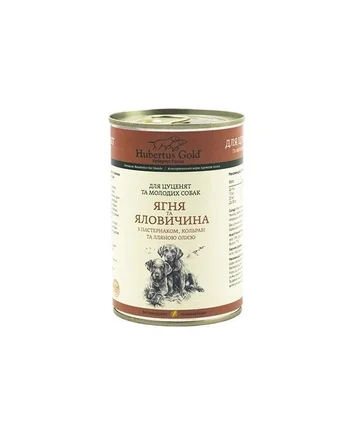 Hubertus Gold. Консерви для собак. Ягня та яловичина для цуценят 400 г