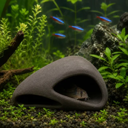 Декорація Hobby Wave Cave 1 dark 12×12×5,5 см - керамічне укриття для риб і креветок в акваріумі (41654): додаткове фото 3