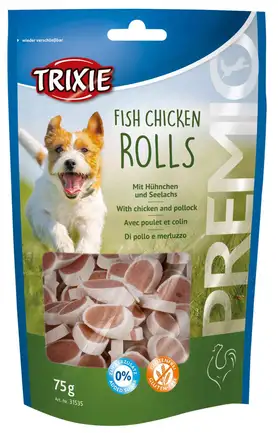 Ласощі Trixie Premio Chicken & Pollock Rolls для собак, роли курка/риба, 75 г