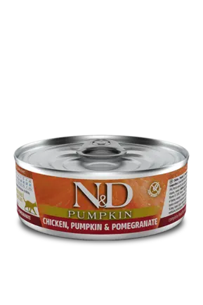 Вологий корм для кішок Farmina N&D Grain Free PUMPKIN CHICKEN ADULT беззерновий з гарбузом, куркою, гранатом 80 г