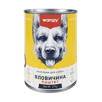 Wanpy Beef ВАНПІ ЯЛОВИЧИНА паштет вологий корм консерви для собак, банка 375г 0,375 кг