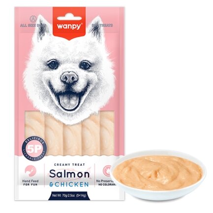 Wanpy Creamy Lickable Treat Salmon&amp;Chicken ВАНПІ ЛОСОСЬ КУРКА рідкі ласощі для собак 0,07 кг