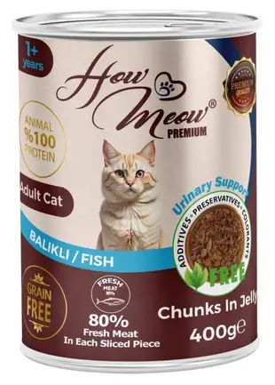 Вологий повнораціонний корм HowMeow Adult Cat з рибою для котів, 400 г