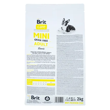 Сухий корм Brit Care GF Mini для дорослих собак мініатюрних порід, з ягням, 2 кг: додаткове фото 3
