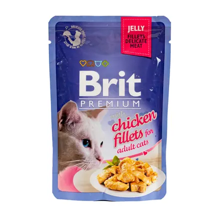 Вологий корм Brit Premium Cat Pouch для котів, філе курки в желе, 85 г — Фото 2