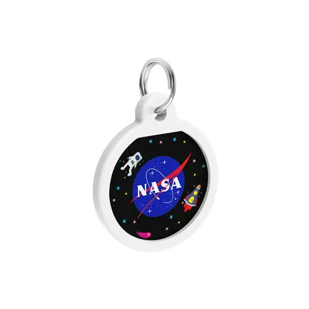 Адресник для собак та котів металічний WAUDOG Smart ID з QR паспортом, малюнок "NASA", круг, Д 25 мм: додаткове фото 4