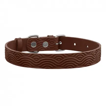 Нашийник для Собак Шкіряний BronzeDog Classic з тисненням Коричневий M: додаткове фото 3