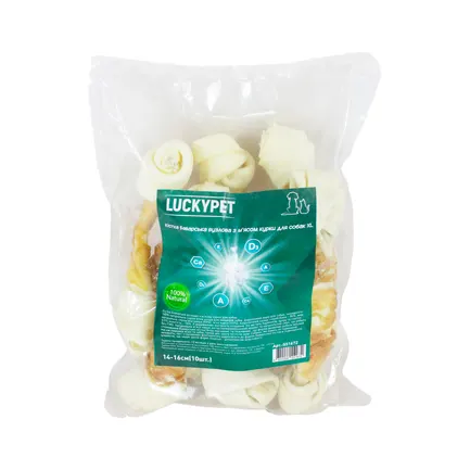 Кістка Баварська вузлова №3 XL + м'ясо курки, 14-16 см, 10шт/уп, Lucky Pet