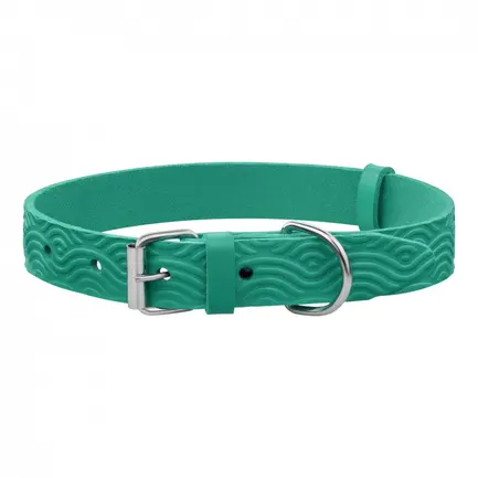 Нашийник для Собак Шкіряний BronzeDog Classic з тисненням Бірюзовий XS: додаткове фото 2