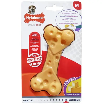 Nylabone Extreme Chew Cheese Bone НІЛАБОН СИРНА КІСТКА жувальна іграшка для собак, смак сиру M, для собак до 16 кг