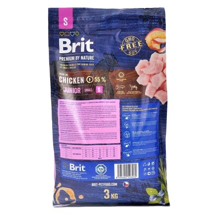 Сухий корм Brit Premium Dog Junior S для цуценят дрібних порід, з куркою, 3 кг — Фото 2