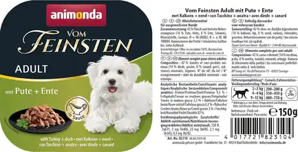 Корм вологий для собак Animonda Vom Feinsten delicious sauce Adult with Turkey + duck з індичкою і качкою, 150 г: додаткове фото 2