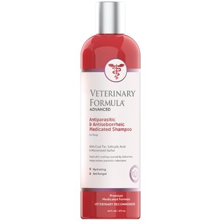 Veterinary Formula Advanced Antiparasitic &amp; Antiseborrheic Shampoo ВЕТЕРИНАРНА ФОРМУЛА АНТИПАРАЗИТАРНИЙ і АНТИСЕБОРЕЙНИЙ лікувальний шампунь для собак, з дьогтем, сіркою, саліциловою кислотою 0,473 л