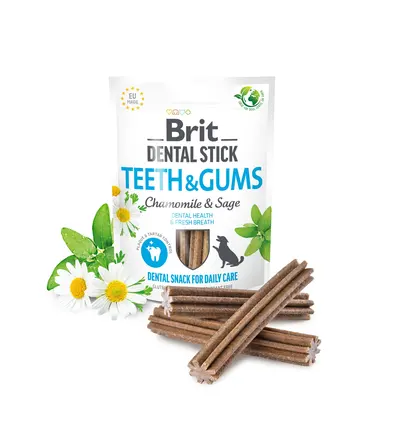 Ласощі для собак Brit Dental Stick Teeth & Gums здорові ясна та зуби, ромашка і шавлія, 7 шт, 251 г: додаткове фото 2