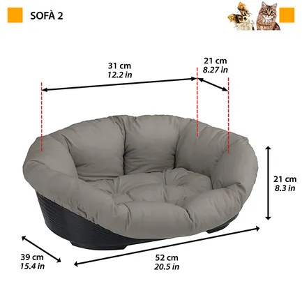 Ferplast SOFA&#039; 2 Місце д/собаки пластик+чохол (бавовна) — Фото 1