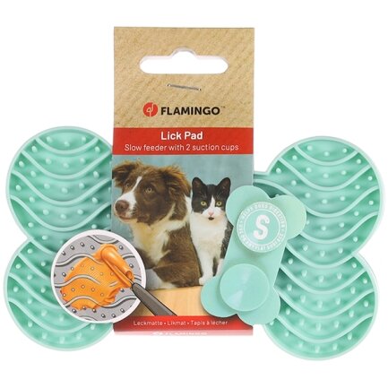 Flamingo Lick Pad Yummee ФЛАМІНГО ЛИЗАЛЬНИЙ КИЛИМОК антистрес для собак і котів S: 15 (Д) х 8,6 (Ш) х 1,9 (В) см