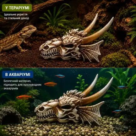 Декорація череп дракона Hobby Dragon Skull S 12,5×9×8,5 см для акваріума і тераріума (32074): додаткове фото 6